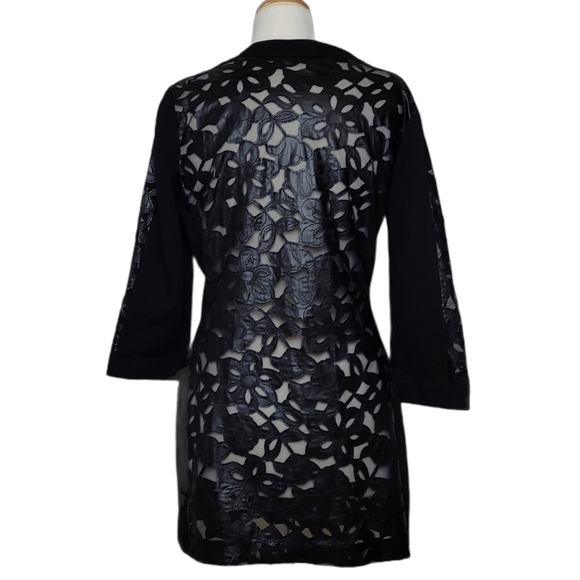 CLEO Coat Long Dressy Sheer Mesh Floral Cutout Size S - Picture 4 of 8